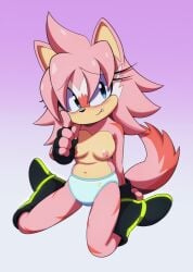 1girls anthro blue_panties blush blushing euf-dreamer female female_focus female_only furry original_character panties pink_fur simple_background sitting_on_knees smile smiling sonic_(series) sonic_the_hedgehog_(series) topless underwear