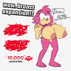 aged_up amy_rose amy_the_bat aroused_face bouncing_breasts breast_expansion completely_nude_female engorged_breasts gigantic_breasts hyper_breasts in_heat large_breasts monamania naked nipple_bulge rouge_the_bat_(cosplay) sonic_(series) strip_game