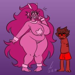 big_breasts chubby exposed_nipple feferi_peixes homestuck karkat_vantas pierump thick_thighs