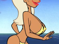 1girls animated beach_ball_girl bikini bikini_bottom bikini_top bimbo blonde_hair bouncing bouncing_breasts breasts busty cleavage erect_nipples female female_only huge_breasts nipple_bulge no_sound presenting ren_and_stimpy ren_and_stimpy_"adult_party_cartoon" simple_background solo tagme thong video voluptuous