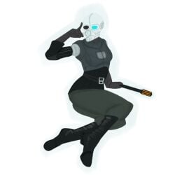 2810_(entropy_zero) armor baton bec_(entropy_zero) black_eyes blue_eyes boots breasts civil_protection clothed clothing combine digital_drawing_(artwork) digital_media_(artwork) entropy_zero entropy_zero_uprising female fully_clothed gas_mask genderswap_(mtf) gesture gloves half-life half-life_2 helmet holding_baton holding_object holding_weapon human male_to_female mask metrocop metropolice mtf_crossgender pose rule_63 seductive seductive_pose simple_background solo stun_baton valve vampuffin video_games