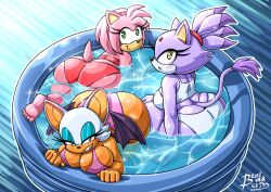 3girls amy_rose anthro bat bat_wings bendacriss big_ass big_breasts bikini blaze_the_cat blush bubble_butt butt_crack feline green_eyes hedgehog hi_res highres inflatable_pool kiddie_pool large_ass long_eyelashes looking_at_viewer multiple_girls pink_fur pool purple_fur rouge_the_bat sega sonic_(series) sonic_the_hedgehog_(series) swimming_pool swimsuit tail yellow_eyes