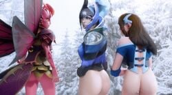 3d 3d_(artwork) back_view dark_willow dota_2 luna_(dota) mirana