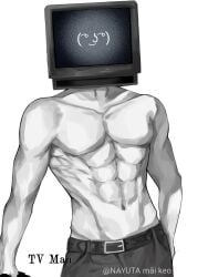 1boy hi_res meme object_head screen screen_face screen_head shirtless_male skibidi_toilet solo solo_male television television_screen tv tv_face tv_head tv_man tv_man_(skibidi_toilet) tv_screen tvman tvman_(skibidi_toilet) white_background