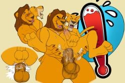 anthro balls bodily_fluids disney duo erection felid genital_fluids genitals hi_res king_richard lion male male/male male_penetrated male_penetrating male_penetrating_male mammal nude open_mouth pantherine penetration penis prince_john robin_hood_(disney) sex seyrmo tongue tongue_out