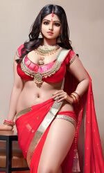 ai_generated big_ass big_breasts indian indian_clothes indian_female large_breasts saree thick_thighs