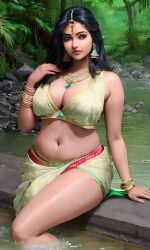 ai_generated big_ass big_breasts indian indian_clothes indian_female large_breasts saree thick_thighs