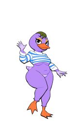 1girls animal_crossing ass avian beak breasts eyebrows eyeshadow female female_focus female_only green_hair looking_at_viewer lovetopullmicke mallary_(animal_crossing) nintendo purple_body purple_skin pussy solo solo_female solo_focus striped_clothing thick_thighs thighs underboob