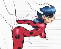 1girls big_breasts blindfolded blue_hair bodysuit defeated defeated_heroine female female_focus femsub heroine ladybug_(character) male mangamaster marinette_cheng marinette_dupain-cheng mask mask_on_head mask_on_mask miraculous:_tales_of_ladybug_and_cat_noir miraculous_ladybug nipple_piercing nipple_ring open_mouth partial_male pierced_nipples piercing rape rough_sex sex_from_behind suit tears tongue_out young