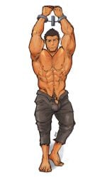 1boy 1male abs aervyl armpit_hair balls bara beard biceps bulge clothing facial_hair flaccid flaccid_penis free_(soul_eater) gay hairy hairy_arms hairy_chest hi_res highres humanoid_pointy_ears looking_at_viewer male male_focus male_only male_pubic_hair muscular muscular_male nipples no_male_underwear nude penis solo solo_male soul_eater taking_clothes_off