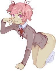 1female 1girls ass blush_lines breasts butt clothes clothing doki_doki_literature_club drawfag drawthread_request female female_focus female_human female_only girl girl_only human human_female human_focus human_only kankster knee_socks kneehighs kneesocks natsuki_(doki_doki_literature_club) pink_eyes pink_hair shirt_only socks solo solo_female solo_focus white_background white_socks