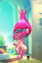 20th_century_fox 20th_century_studios ass bedroom dreamworks pink_body pink_hair pink_skin queen_poppy tagme tlacuicani trolls underwear underwear_only yellow_underwear