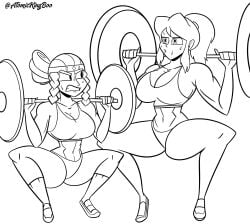 2girls aquene_p_haggain artist_name athletic athletic_female atomickingboo big_breasts breasts brown-skinned_female brown_body brown_skin busty curvaceous curves curvy curvy_figure dark-skinned_female dark_skin digital_drawing_(artwork) digital_media_(artwork) eyebrows eyelashes eyes female female_focus fit fit_female hair hips hourglass_figure huge_ass huge_breasts large_ass large_breasts legs lips mature mature_female original original_character paulinda_sherwoods straight thick thick_legs thick_thighs thighs top_heavy top_heavy_breasts upper_body voluptuous voluptuous_female waist wide_hips