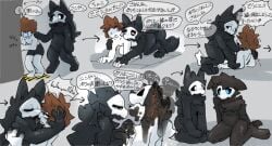 anthro changed_(video_game) duo goo_creature human kiss latex lin_(changed) male male/male mammal netchy_boo puro_(changed) transformation translated_in_comments