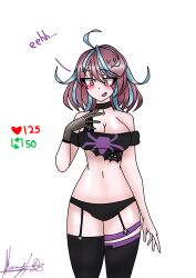 big_ass big_breasts bra brown_hair elmashoarts emikukis female female female_only hispanic_female hispanic_virtual_youtuber owozu panties red_eyes spider spider_girl strip_game stripgame virtual_youtuber vtuber