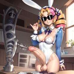 1futa ai_generated blonde_hair breasts bunny_ears bunnysuit cafe_cutie_gwen drill_hair full-package_futanari futa_only futa_urethral_insertion futanari gwen_(league_of_legends) indoors kitchen league_of_legends looking_at_viewer maid multicolored_hair navel painful penis riot_games salt_bae_(meme) sideboob smile solo_futa stable_diffusion sunglasses table testicles urethra urethral urethral_insertion urethral_penetration wtf