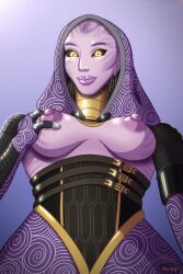 alien_girl bioware dazzlekong exposed_breasts mass_effect purple_skin quarian solo tali'zorah_nar_rayya