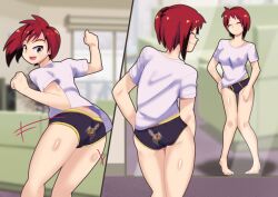 1girls ass ass_shake black_briefs briefs dancing dead_or_alive euf-dreamer female female_focus female_only house light-skinned_female light_skin mila_(doa) red_hair smile smiling solo t-shirt tomboy