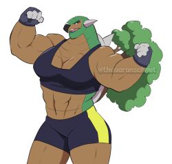 anthro big_breasts breasts female muscles muscular muscular_female nintendo original_character pokemon pokemon_(species) pokemon_dppt theaaronschmit thick_thighs torterra wide_hips