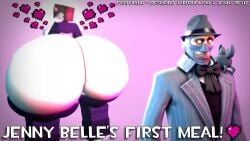 15.ai 1boy 1girls 3d anal_vore big_ass blue_eyes blush bottomless brown_hair desmond_jablonoski dominant_female female female_pred flower_in_hair greyscalespy hearts_around_body horny_female huge_ass human_female humanoid hyper_ass jenny_belle_(slipperyt) looking looking_back looking_pleasured male_prey mine-imator minecraft outside pink_background pleasure_face sfm size_difference smile spy_(team_fortress_2) suit team_fortress_2 tuxedo vore