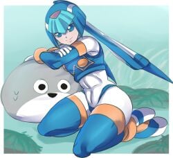 1girls android big_breasts breasts fairy_leviathan helmet highleg_panties khongbautroi mega_man mega_man_zero robot_girl thick_thighs thighhighs thighs wide_hips