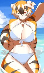 1girls amber_eyes anthro arknights big_breasts breasts mx99926 solo solo_female thick_thighs tiger tiger_girl waai_fu_(arknights) wide_hips