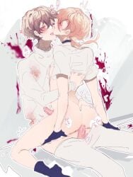 2boys anal anal_sex artist_request bandages blood blood_splatter bsd bungo_stray_dogs bungou_stray_dogs choker chuuya_nakahara clothed dazai_osamu gay gay_sex hand_on_back male male_only males_only nakahara_chuuya osamu_dazai pants_down penetration sex ship shirt_lift shot soukoku tagme text yaoi