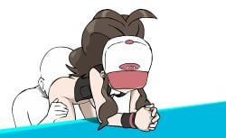 animated brown_hair brown_hair_female color colored cunnilingus edit edited hands_on_table hilda_(pokemon) licking_ass looking_down pokemon puffy_hair rimming simple_background sniffing_ass tagme third-party_edit w.t.dinner white_skin