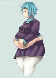 bbw belly_overhang big_belly big_breasts big_female chubby chubby_female embarrassed fat fat_ass fat_female fat_fetish fat_girl fat_woman fatty fuuka_yamagishi holding_belly large_female obese obese_female overweight overweight_female persona persona_3 plump pork_chop thick_thighs weight_gain