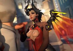 3d animated blowjob devil_horns devil_mercy genji handjob looking_at_viewer mercy overwatch sound tagme video vsmnd young_genji