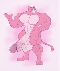 abs bodybuilder boner erection furry gab_art hyper hyper_balls hyper_cock hyper_genitalia hyper_penis hyper_testicles male male_only muscle muscles muscular muscular_male nude pecs pink_panther solo solo_male