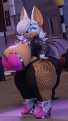 1female 1girls 3d 3d_model bat_girl bat_wings blue_eyeshadow blue_lips blue_lipstick breasts_bigger_than_head buildings cleavage cleavage_overflow detailed detailed_background dinopon3 dinopony ear_piece female furry furry_only giant_ass giant_breasts gigantic_ass gigantic_breasts gigantic_thighs ginormous_ass half-closed_eyes hand_on_hip heels hips hw900 hyper hyper_ass hyper_breasts leather leather_clothing leather_jacket leggings light-skinned_female mammal mammal_humanoid massive_ass massive_breasts massive_butt mesh_clothing midriff_baring_shirt midriff_peek mobian mobian_(species) mobian_bat pink_heels pink_shoes pink_top purple_wings rouge_the_bat seductive seductive_eyes seductive_look seductive_pose seductive_smile sega short_hair shortstack small_arms sonic_(series) sonic_adventure_2 sonic_the_hedgehog_(series) standing thick_hips thick_legs thick_thighs thighs_bigger_than_head thighs_bigger_than_torso thunder_thighs thunderthighs white_body white_fur white_hair wings