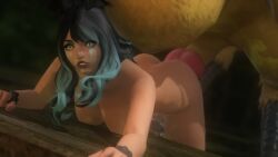 chocobo final_fantasy final_fantasy_xiv pain shocked surprise_buttsex viera zoophilia zoophilia