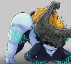 1girls all_fours big_ass face_down_ass_up grey_background imp imp_midna medlinss midna nintendo shortstack simple_background the_legend_of_zelda twilight_princess