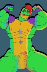 1boy 2022 balls ballsack boner completely_nude completely_nude_male crocodile crocodilian crocodylid erection fingerless_gloves five_nights_at_freddy's five_nights_at_freddy's:_security_breach gay_male glasses humanoid_penis male male_nipples male_only mohawk_(hairstyle) montgomery_gator_(fnaf) navel nude nude_male pda penis scrotum shoulder_pads smiling smooth_penis solo star_glasses sunglasses testicles