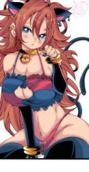 1girls 2023 android android_21 android_21_(good) android_21_(human) arc_system_works artist_signature bandai_namco bell_collar belly_button big_breasts bikini bikini_bottom bikini_top blue_eyes blue_nail_polish blue_nails blush bracelet brown_hair cat_cutout cat_ears cat_tail catgirl dragon_ball dragon_ball_fighterz ear_piercing earrings elbow_gloves fanart gold_jewelry hips jewelry large_breasts light-skinned_female light_skin long_hair looking_at_viewer messy_hair omochi_db red_ribbon ring stockings thighhighs thighs voluptuous voluptuous_female vomi_(dragon_ball)