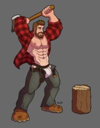 1boy 1male 2d 2d_animation abs animated animated_gif ao81 bara beard biceps bulge clothing facial_hair gay gif hairy hi_res highres jockstrap lumberjack male male_focus male_only muscular muscular_male nipples no_visible_genitalia solo solo_male underwear