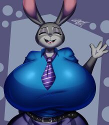 big_ass big_breasts breasts_bigger_than_head clothed female female_only huge_ass huge_breasts itisjoidok judy_hopps nipples_visible_through_clothing zootopia
