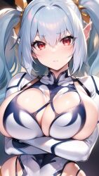 ai_generated cute elf elf_ears grey_hair hentai high_resolution highres huge_breasts light-skinned_female long_hair nai_diffusion phyllis_hagerhelm pointy_ears red_eyes skyrimgamer17 stable_diffusion twintails youkoso!_sukebe_elf_no_mori_e