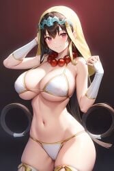 1girls ai_generated bikini breasts brown_hair fate/grand_order fate_(series) female hi_res huge_breasts light-skinned_female light_skin long_hair looking_at_viewer smile stable_diffusion thighs xuanzang_(fate)