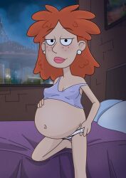 1girls annie_(we_bare_bears) big_belly big_breasts cartoon_network earrings female female_focus freckles freckles_on_face light-skinned_female light_skin mature_female milf mop_goblin mother no_bra orange_hair pregnant seductive seductive_look we_bare_bears