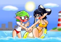 1boy 1girls bacontactician breasts callie_(splatoon) female inkling_boy male nintendo oc splatoon splatoon_(series) swimsuit tacticalbacon84 tagme