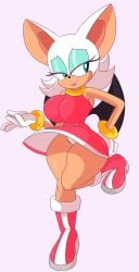 1girls amy_rose_(cosplay) bat bat_ears bat_wings big_breasts blue_eyes female female_focus female_only large_breasts lipstick looking_at_viewer panties rouge_rose rouge_the_bat solo solo_female sonic_(series) sonic_the_hedgehog_(series) sonson-sensei thick_thighs thighs upskirt white_fur white_hair white_panties wide_hips wings