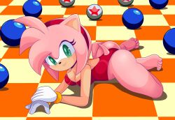 1girls amy_rose ass ass big_ass big_breasts big_butt blue_sphere cleavage eyeshadow female female_only green_eyes looking_at_viewer pink_body pink_fur pink_hair solo solo_female solo_focus sonic_(series) sonic_the_hedgehog_(series) sonson-sensei special_stage thick_thighs thighs