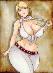 1girls alternate_costume ashley_graham ashley_graham_(brooke_elizabeth_mathieson) big_breasts blonde_hair cleavage female female_only large_breasts light-skinned_female light_skin lipstick looking_at_viewer navel resident_evil resident_evil_4 solo solo_female solo_focus sonson-sensei thick_thighs thighs wide_hips