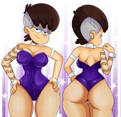 1girls ass big_ass big_breasts big_butt brown_hair bunnysuit cleavage eyeshadow fat_ass female female_only freckles large_breasts light-skinned_female light_skin looking_at_viewer luna_loud nickelodeon solo solo_female solo_focus sonson-sensei the_loud_house thick_thighs thighs wide_hips