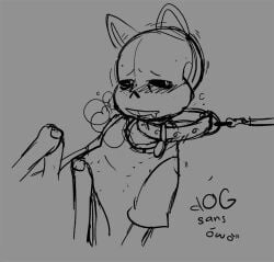 animal_ears animated_skeleton blush blush_lines collar collar_and_leash dog_ears drooling lameandashamed leash leash_and_collar leash_pull monster sans sans_(undertale) skeleton sketch solo_focus undead undertale undertale_(series)