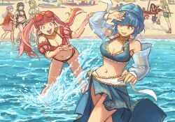 1boy 6+girls 7girls :d ;d alternate_costume arm_hug bare_shoulders beach bikini black_bikini black_swimsuit blonde_hair blue_bikini blue_eyes blue_hair blue_swimsuit breasts brown_eyes brown_hair byleth_(female)_(fire_emblem) byleth_(female)_(summer)_(fire_emblem) byleth_(fire_emblem) byleth_(fire_emblem)_(female) byleth_(summer)_(fire_emblem)_(female) cleavage commentary dorothea_arnault dorothea_arnault_(summer) edelgard_von_hresvelg edelgard_von_hresvelg_(summer) female female_focus femdom fire_emblem fire_emblem:_three_houses fire_emblem_heroes flower flower_in_hair glaring green_bikini green_eyes green_hair green_little green_ribbon green_shorts green_swimsuit grey_hair hair_flower hair_ornament hair_ribbon hilda_valentine_goneril hilda_valentine_goneril_(summer) ingrid_brandl_galatea ingrid_brandl_galatea_(summer) large_breasts light-skinned_female light_skin long_hair looking_at_another male malesub marianne_von_edmund marianne_von_edmund_(summer) multiple_girls navel nintendo off-shoulder_bikini off_shoulder official_alternate_costume one-piece_swimsuit one_eye_closed open_mouth parasol partially_submerged pink_bikini pink_eyes pink_hair pink_swimsuit puffy_short_sleeves puffy_sleeves red_flower red_one-piece_swimsuit red_swimsuit rhea_(fire_emblem) rhea_(summer)_(fire_emblem) ribbon sand sandals sarong sea short_sleeves shorts shovel smile splashing standing stomach submissive_male sunglasses sunglasses_on_head swimsuit sylvain_jose_gautier sylvain_jose_gautier_(summer) thighs towel twintails very_long_hair water white_bikini white_hair white_swimsuit yuri