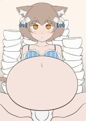 animated big_belly bloated bloated_belly bloated_stomach bulge_through_clothing catboy felix_argyle femboy inflation panting penis_bulge stuffed_belly stuffing