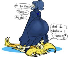 2021 2boys ass ass_focus back_view banana_jester_(repomorame) big_ass blue_clothing blue_robe bottom_heavy curvy curvy_figure dat_ass dialogue dongwongtang english_text fat_ass fully_clothed gigantic_ass huge_ass jester jester_cap jester_outfit large_ass looking_at_partner mairhin_meadowglow male male_on_bottom male_on_top oc original original_character pointing pointing_at_another rear_view robe short_hair squatting sweat sweatdrop text white_background wide_hips worried_expression